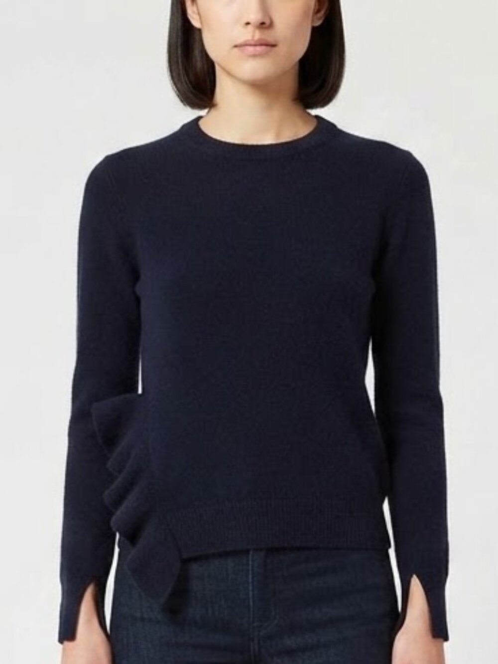 Derek Lam 10 Crosby Denim Wool Felted Ruffle Sweater- Sz. XS